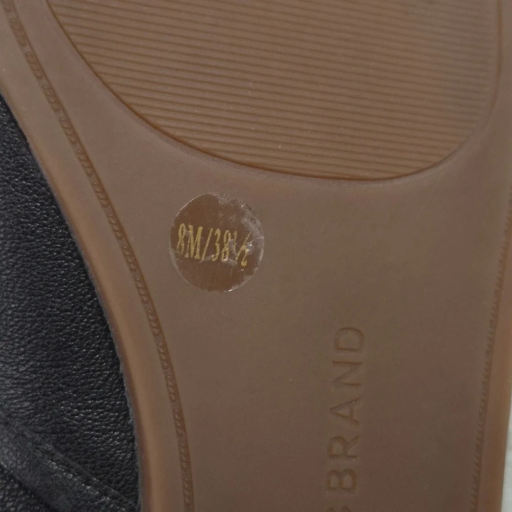 Lucky Brand Black Leather Square Toe Ballet Flats Shoes Womens 8